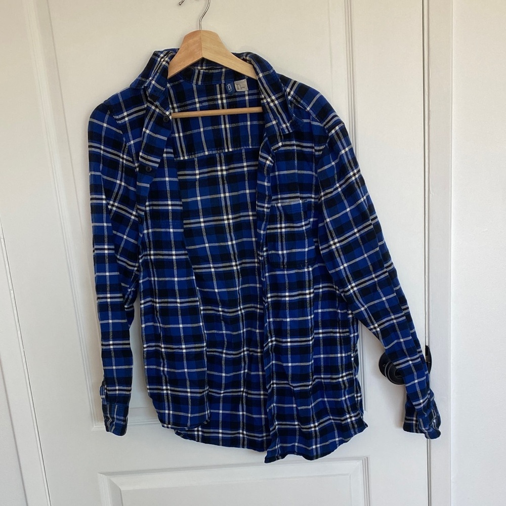 Dark blue plaid shirt
